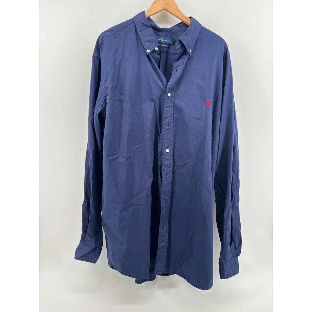 Polo Ralph Lauren Button Down Shirt Mens Blue Feather Weight Twill 2XL NWT